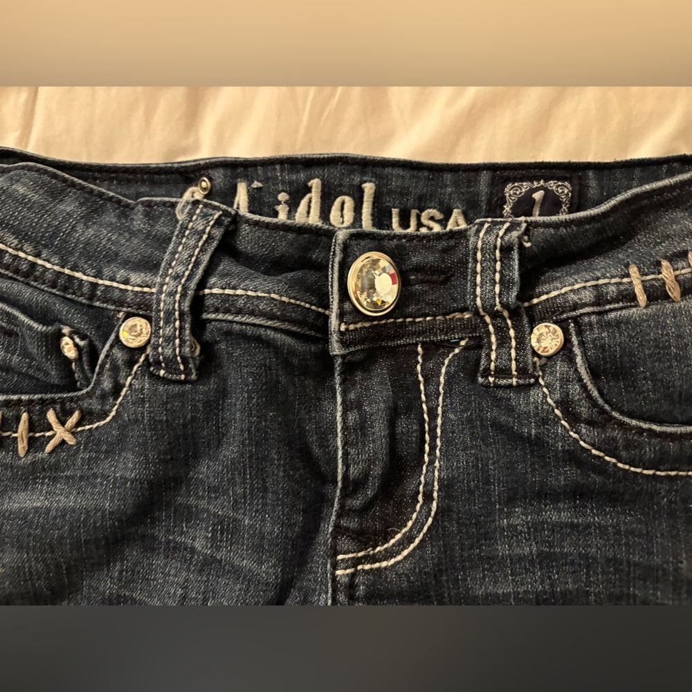 Juniors Size 1 Blue Embellished Jeans L. A. idol USA